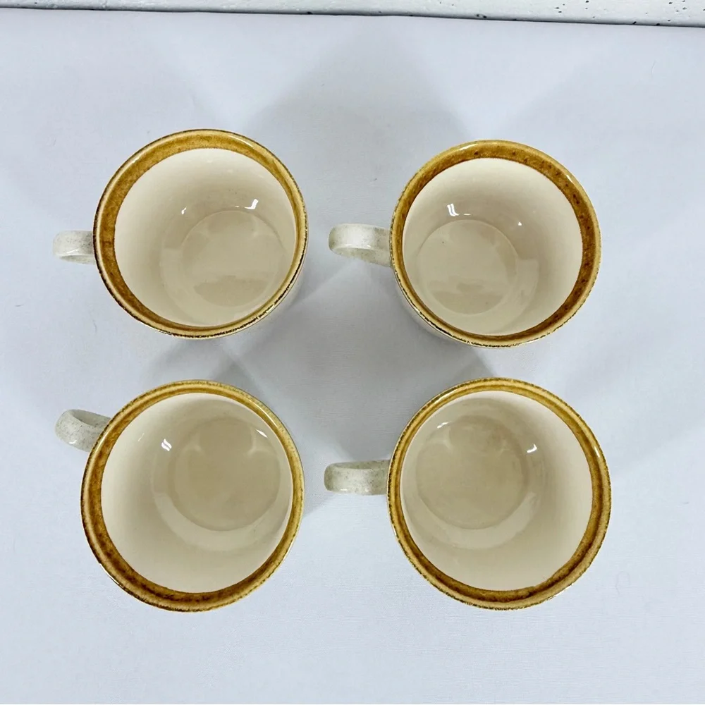 Vintage Mikasa Stone Manor Sun Circles Lot of 9 Coffee Tea Cups & Saucers